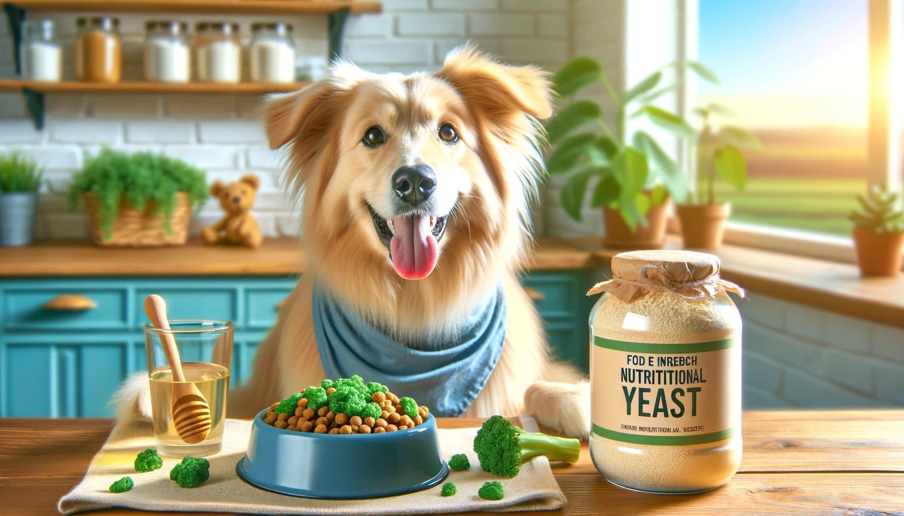 Happy Dog Enjoying Meal with Nutritional Yeast Supplement