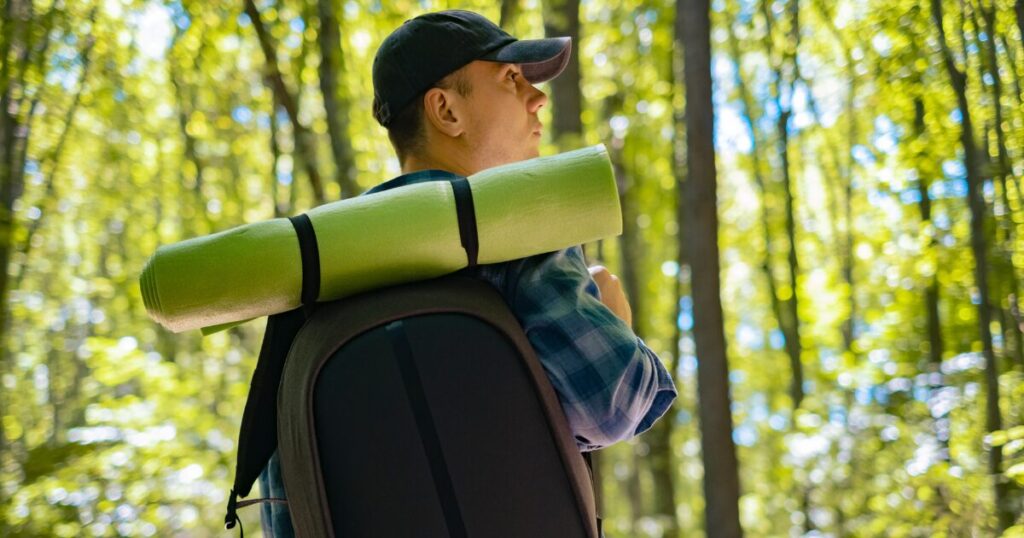 A Man Rucking in the Hilly Area